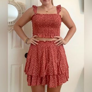 Floral Top And Skirt Set